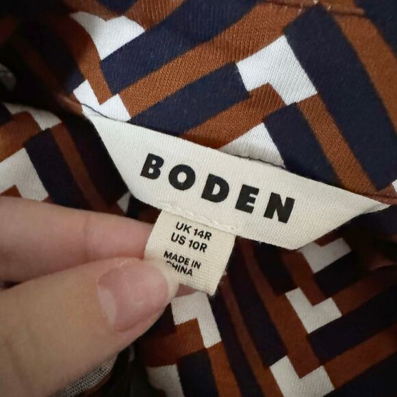 BODEN Jessie Jersey Shirt Dress Pumpkin Chevron Geo 10 - Picture 9 of 12